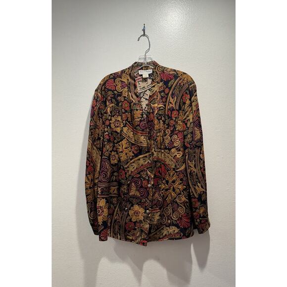Vintage Norton McNaughton Double Breasted Lightweight VTG Artsy Floral Blazer - Picture 1 of 10